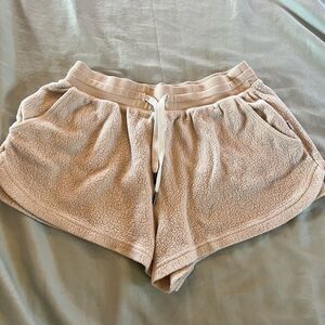 Feat Blanket Blend Sherpa Shorts High Pile Fleece Drawstring Cream Size Small